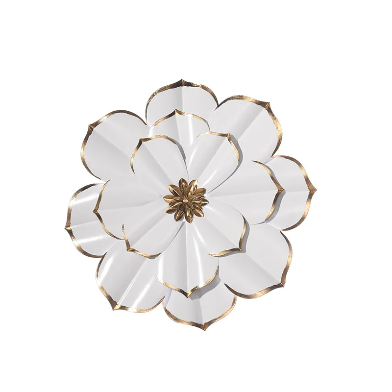 

Metal Art Crafted Modern Design White Flower Wall Ornament Sculpture, Customized