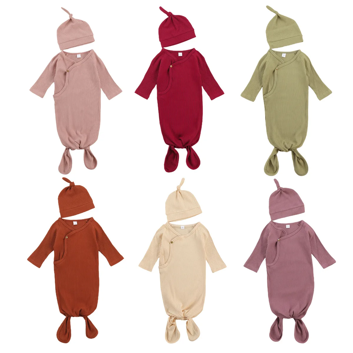 

Newborn Baby Sleeping Bag organic cocoon mermaid gown rompers fish shape button long sleeve hem Lace-up knot sleeping bag