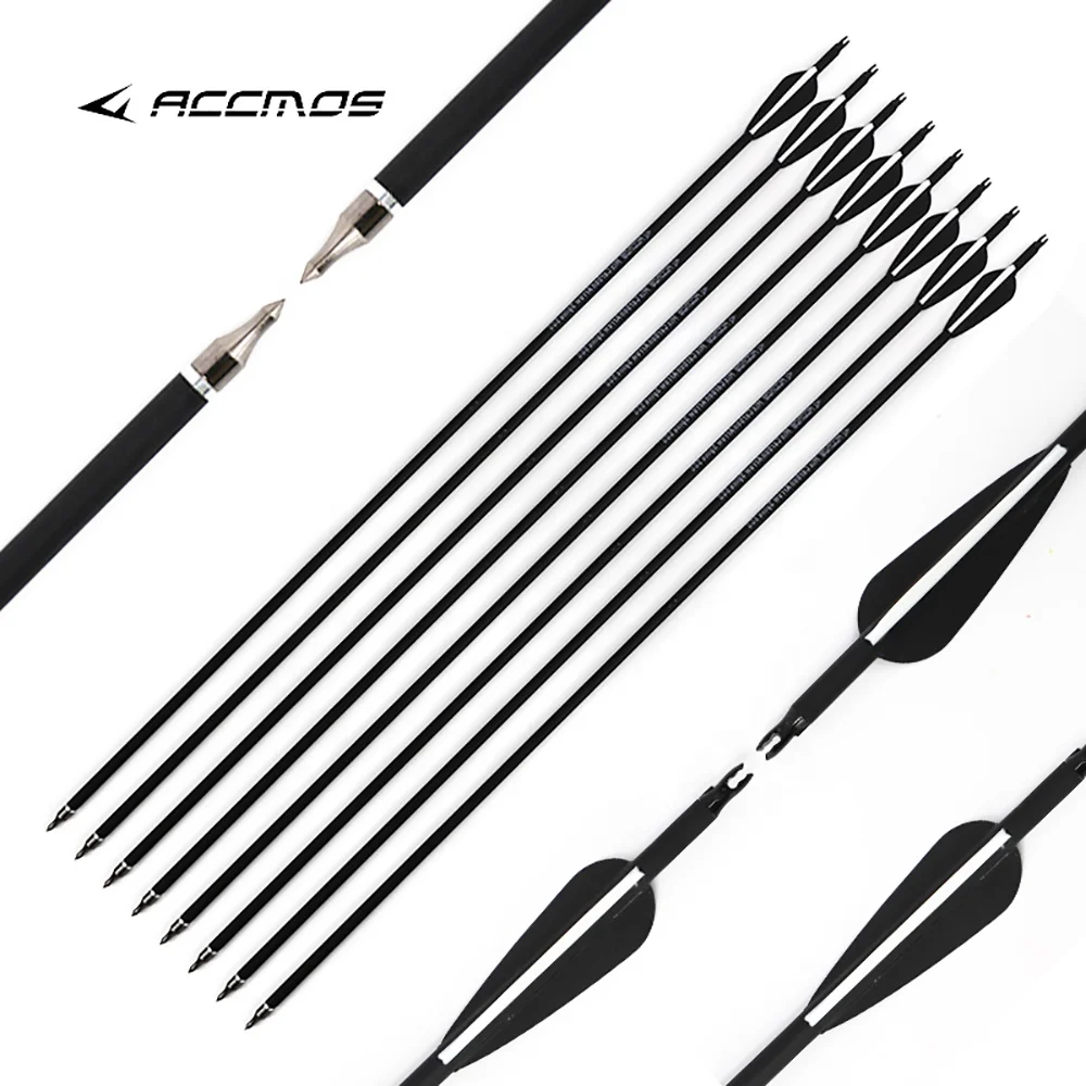

Archery ACCMOS ID6.2mm 30 inch wholesale cheap price mixed carbon arrows steel point and plastic vanes spine 500 Bow and Arrow