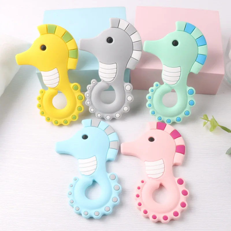 

Cute Seahorse Food Grade Silicone Teether Soothing Gum Baby Molar Pacifier Pendant