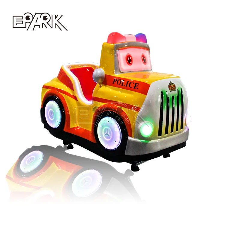 

Fiber Glass Luxury Yellow Police rocking car kids machine coin kiddie ride swing on toys for children
