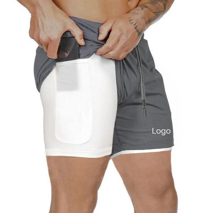 

Custom Gray Compression Jogger Sweat Shorts Men Gym Training Shorts