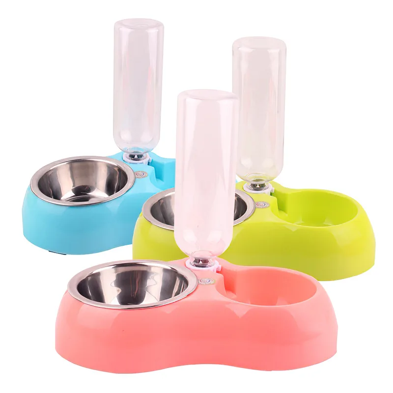 

Pet Bowl Feeder Automatic Drinking Non Slip Cat Dog Stainless Steel Bowls Water Bottle Slow Water Feeder