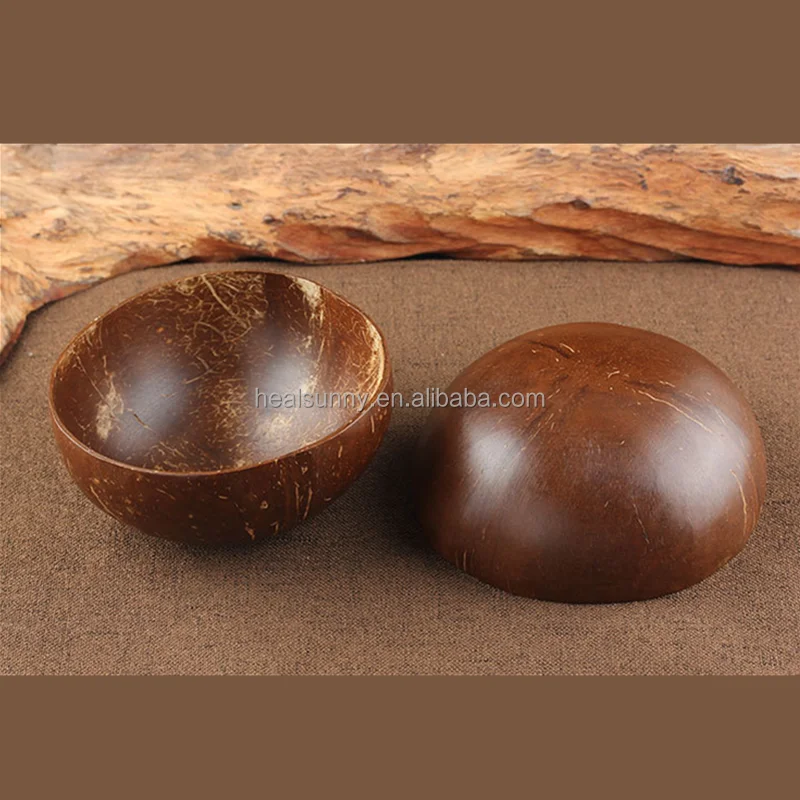 

Custom Logo Eco-friendly Natural Coconut Shell Bowl With Spoon Wood Fruit Mixing Salad Coconut Bowl, As picture