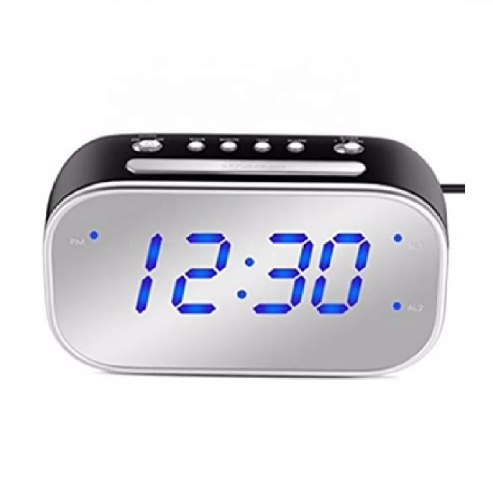 

Hot sale in North America, creative luxury alarm clock with mirror digital LED display bed