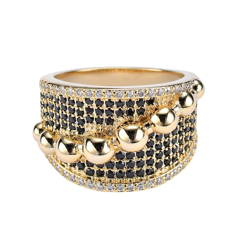 

Blues RTS Punk style copper micro pave zircon bead ring