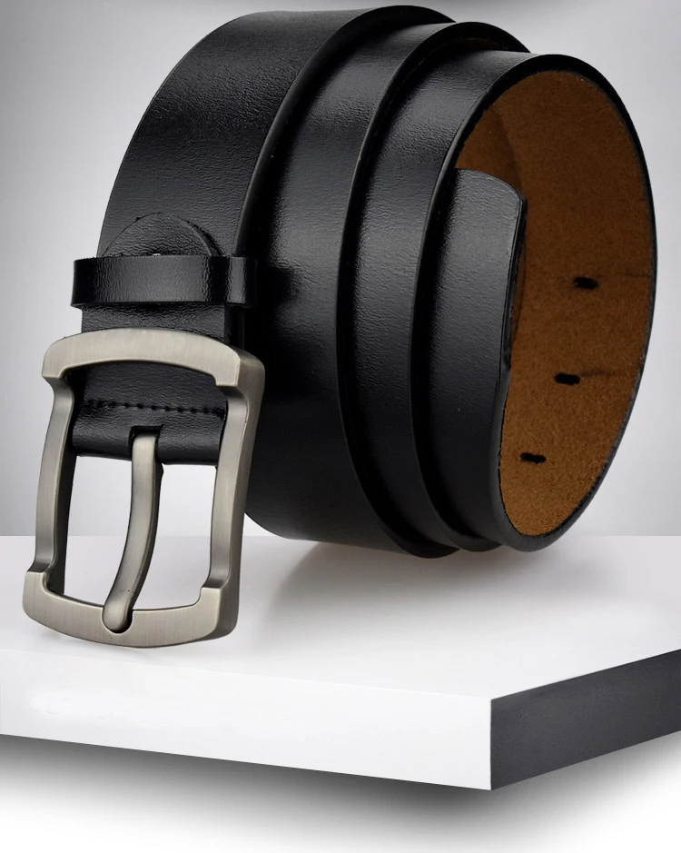 批发定制高品质全粒面皮革皮带男腰带针扣耐用时尚真皮男士皮带