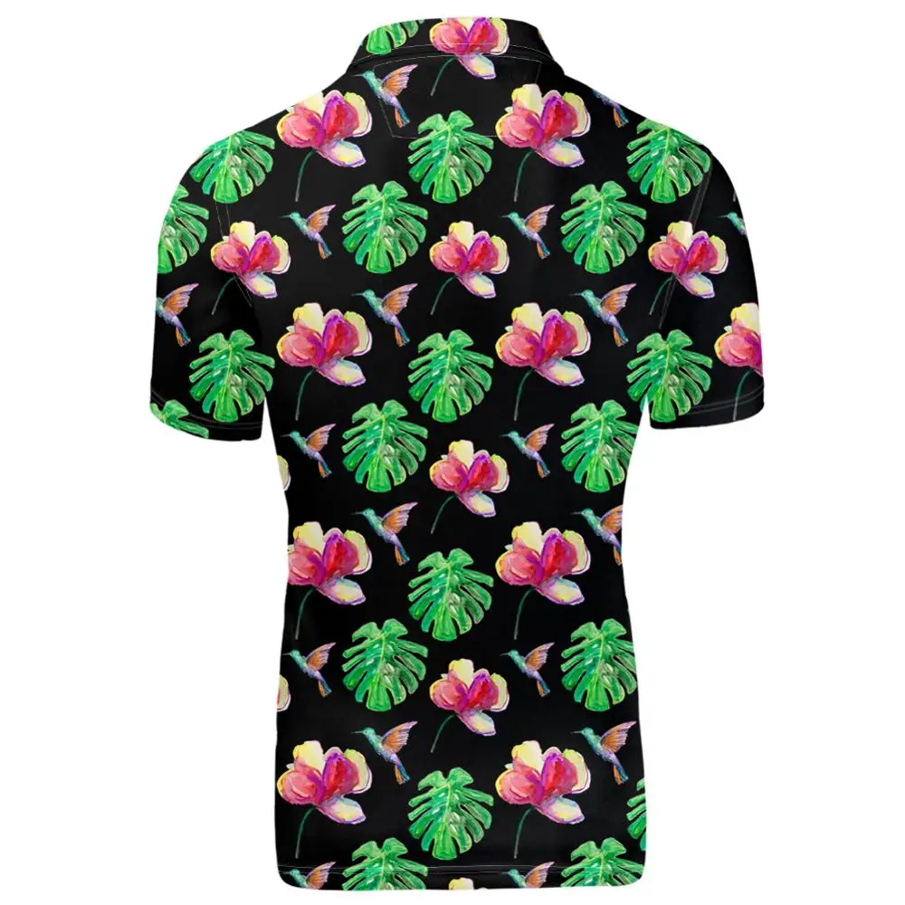 

Summer New Fashion Men Polo Shirts Polyester Camisa Polo Masculina Male Floral Printed Slim Fit Short Sleeve shirts France Large