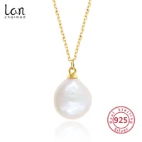 

925 Sterling Silver Pearl Pendant Necklace Simple Natural Freshwater Baroque Pearl Necklace