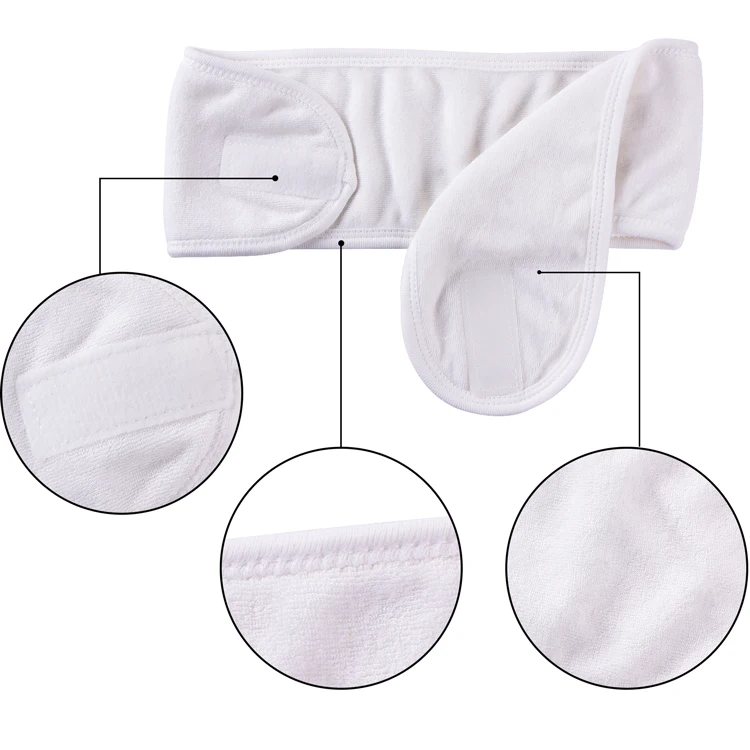 

White Spa Headband Custom Logo 100% Bamboo Cotton Spa Facial Headband with Custom Color