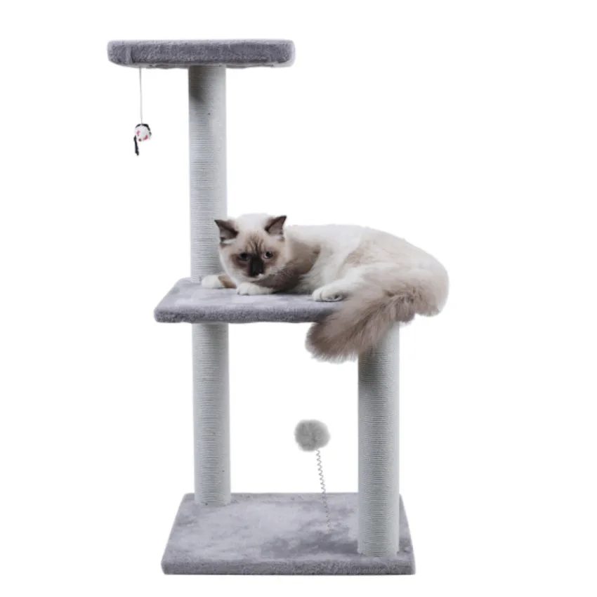 

New Design Best Selling Cat Tree Natural Sisal Rope post Strong structure, Grey