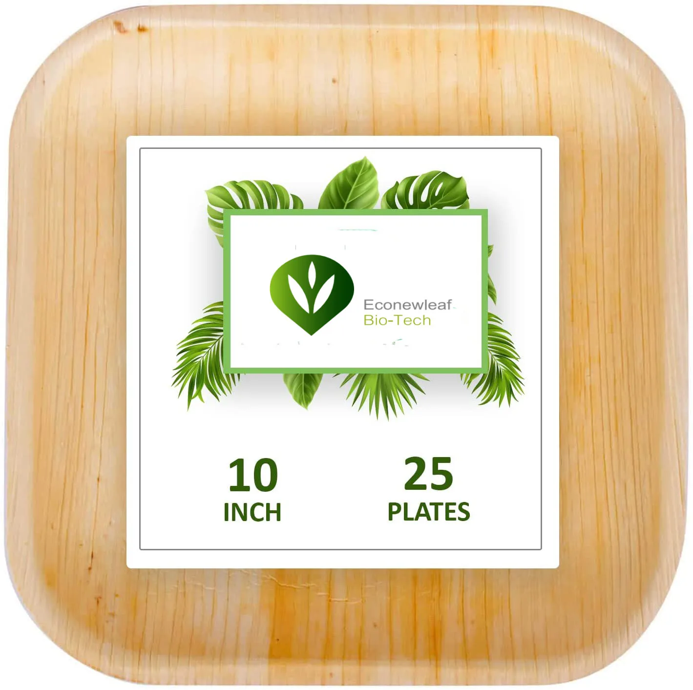 

Hot Sales 10inch Palm Leaf Plates Sets 25pcs Per Set Round Square Biodegradable & Compostable Alternative to Paper and Plastic, Natural color