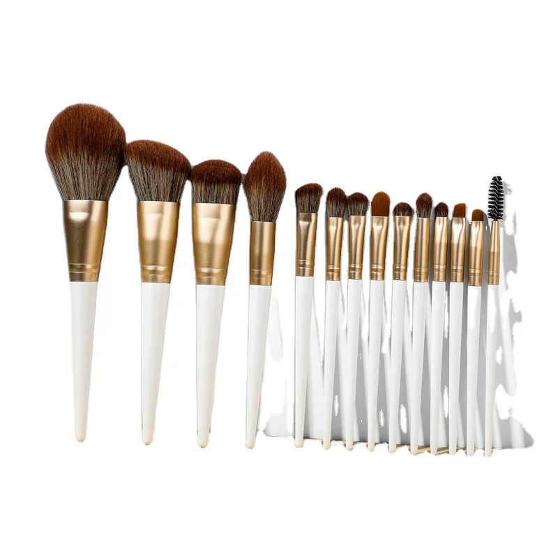 

Jieniya 14pcs white High quality wooden handle Makeup brush sets