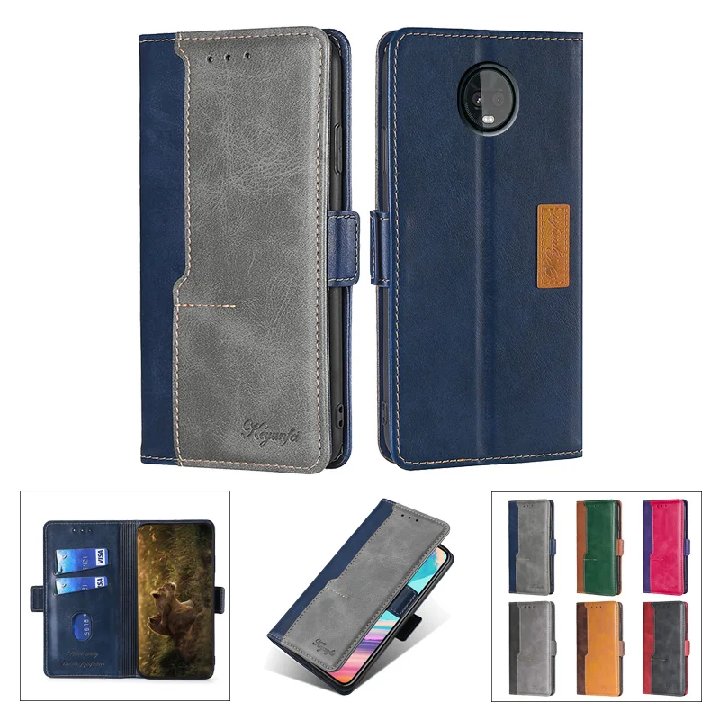 

Luxury Leather with Soft TPU Wallet Flip Cover for Motorola Moto G4 G5 G6 G7 G8 Phone Case One P40 P30 Protector Cover, 6 colors for your choose