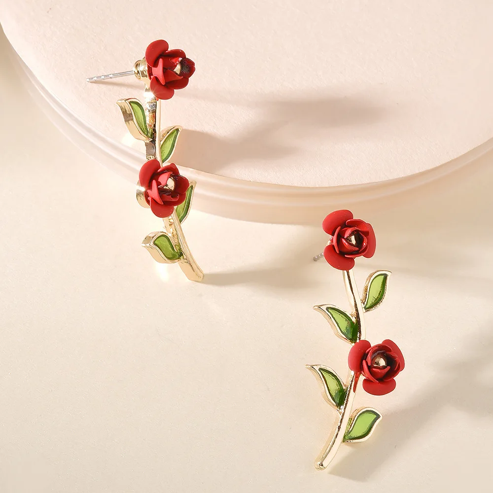 

2021 Fashion Summer New Earrings Gold Filled Rose Flower Earrings Women Floral Ear Studs