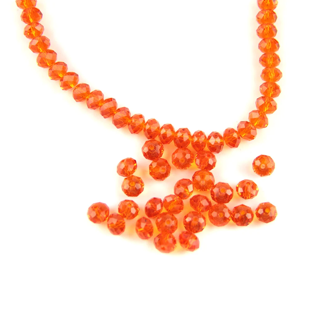 

Wholesale Orange Red Crystal Round Beads Exquisite Faceted Glass Beads Strands Crystal Rondelle Beads For Jewelry Making