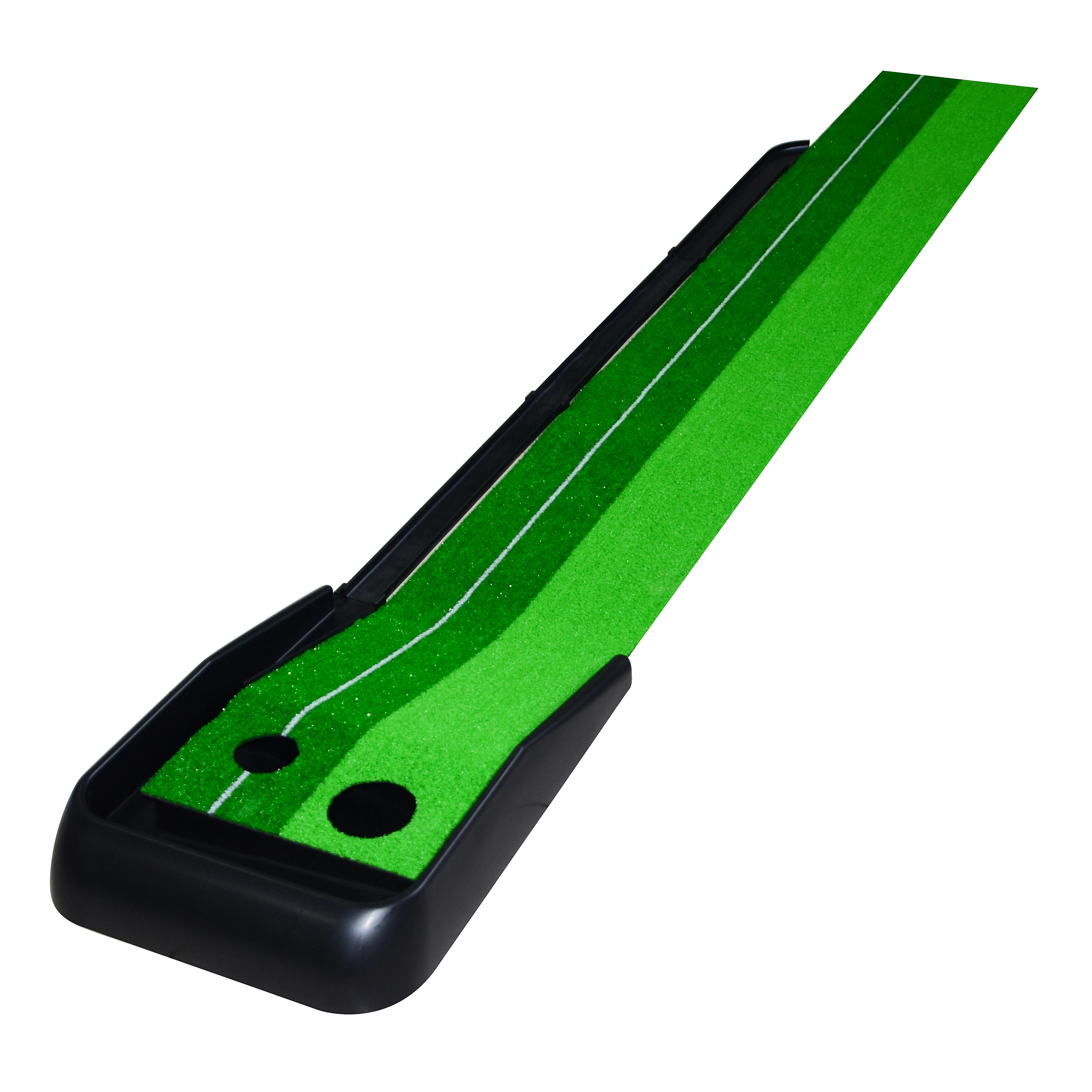 

Green color golf putting mat,Mini Golf Putting trainer with auto ball return, Green and combination
