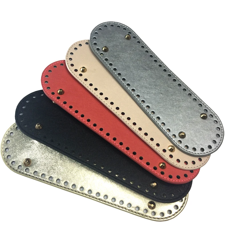 

Oval Long Women Shoulder Bag Handbag PU Bottom diy bag making accessoriesbags bottom, Black ,red,brown,silver nature