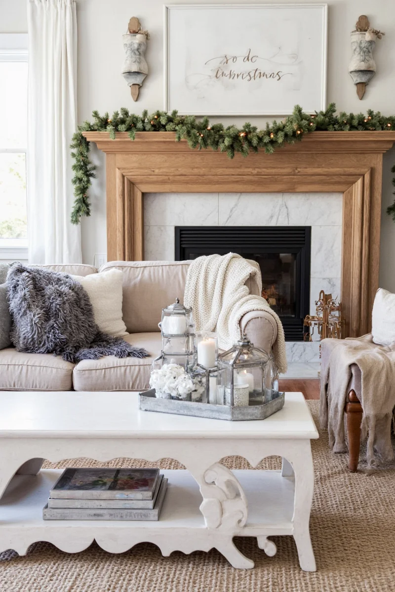 Joyful family gathered in a Christmas-decorated living room