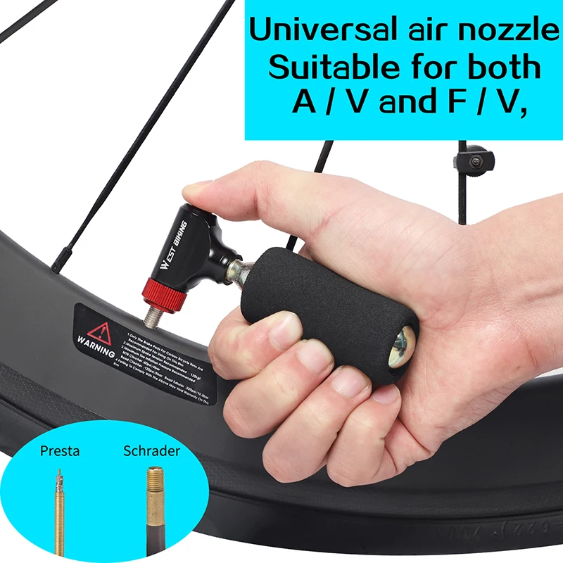 West Biking Bicycle Electric Hand Bike Cycle Mini Tire Co2 Air Pump For