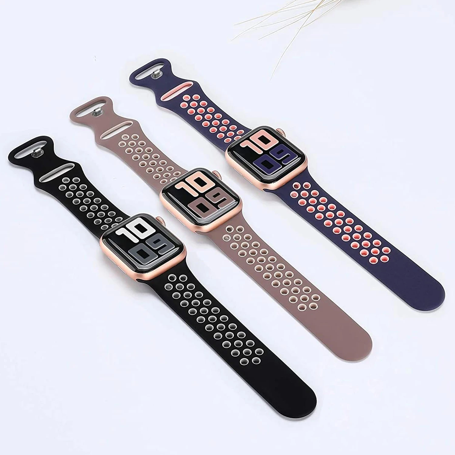 

Siliconen Band for Apple Horloge Band 44 Mm 40Mm 38Mm 42Mm 44 Mm Zacht Ademend Horlogeband Correa armband Iwatch 3 4 5 6 Se Band, Multi color