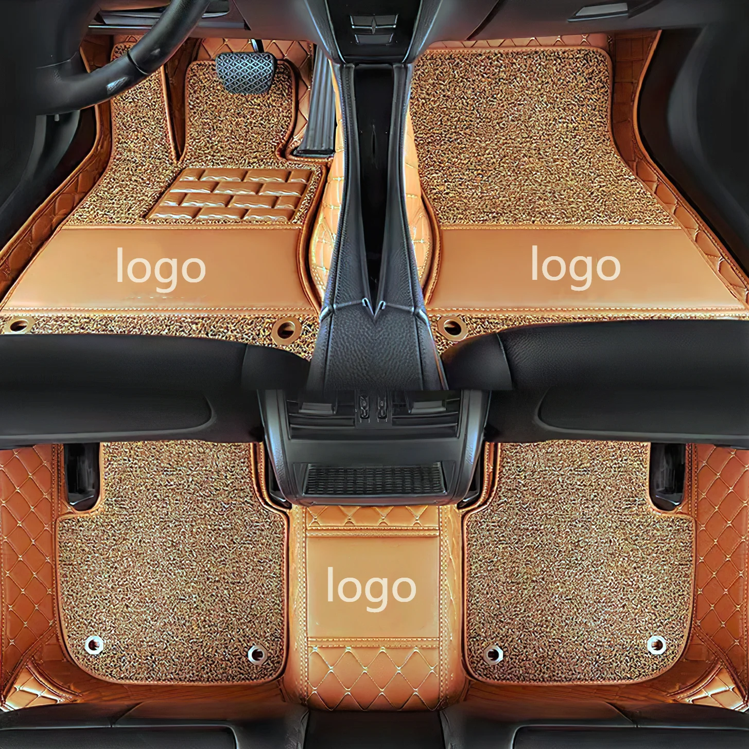 

2022 Customized luxury diamond 5D car mats nice quality leather non-slip car floor mats for toyota sienna