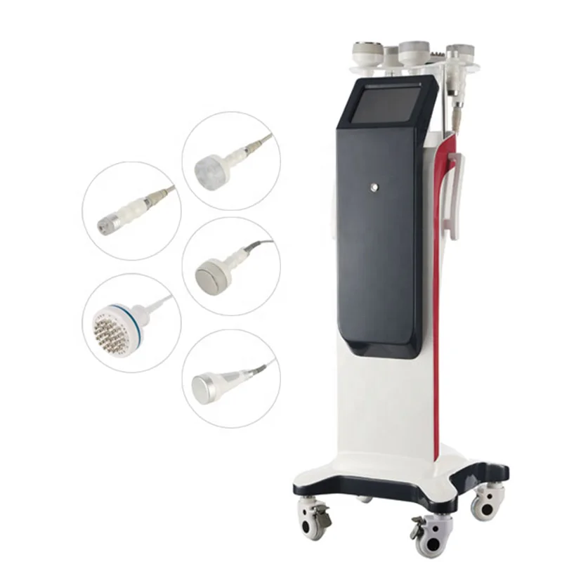 

6 in 1 Vacuum Cavitation RF face lift body cellulite weight reduction lipo laser 40k cavitation slimming fat Cavitation machine, White + red