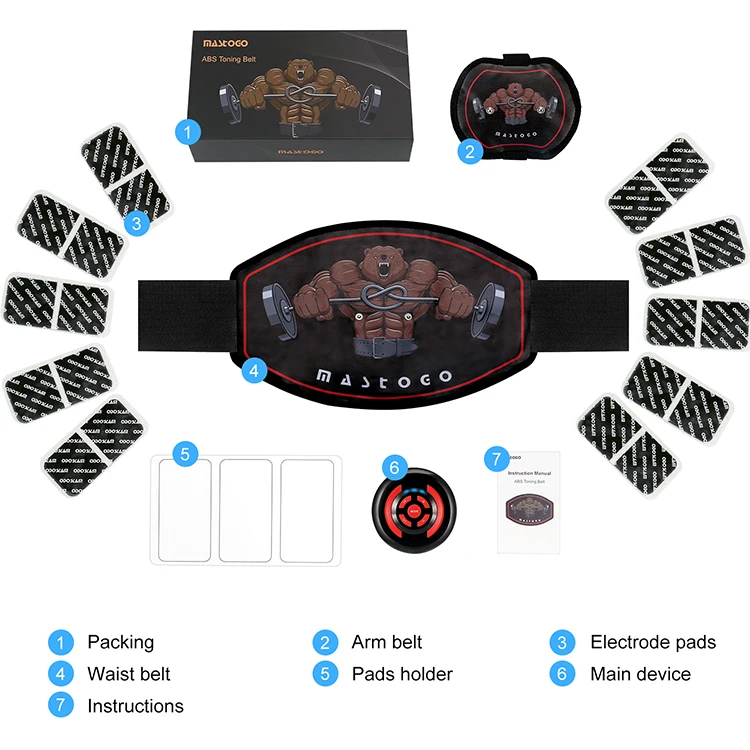 Sunmas Fitness Gym Electric Waist Ems Ab Toning Belt Abdominal