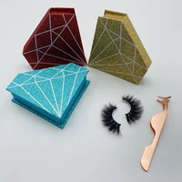 

Wholesale diamond shape custom lash box private label mink eyelashes 3d eye lashes holographic luxury eyelash packaging box