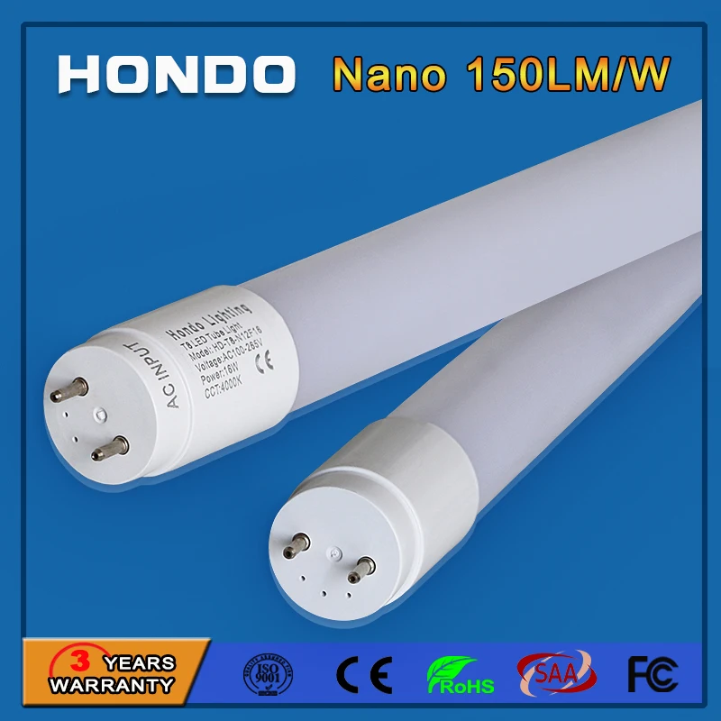 Universal Indoor Led Light AC 85-265V 3000K 4000K 6000K 1200mm 1.2M Nano Plastic 18W 4FT Nano T8 Led Tube Light for Office
