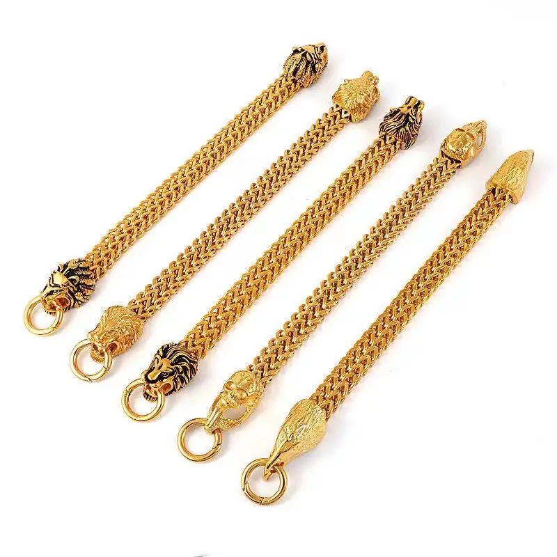 

New lion men's stainless steel jewelry fashion personality punk gold bracelet men