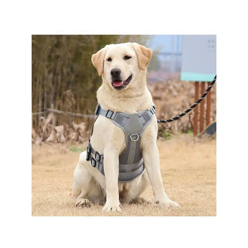 

All seasons Outdoor Pet Dog Harness Vest with Rubber Handle, Sturdy Strong Military Tactical Pet Dog Puppy Harness, Black, grey, green