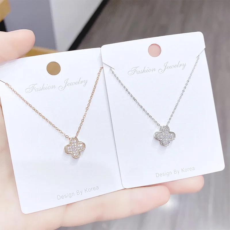 

Xunbei 2020 summer new style leisure fashion jewelry zircon clover necklace, Silver