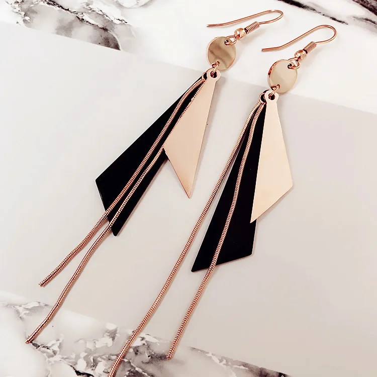 

fashion trendy geometric drop titanium steel earrings women