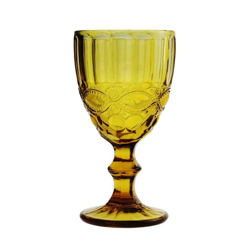 Cheap Price Wedding Decoration Colored Goblet Wine Water Glass Pressed