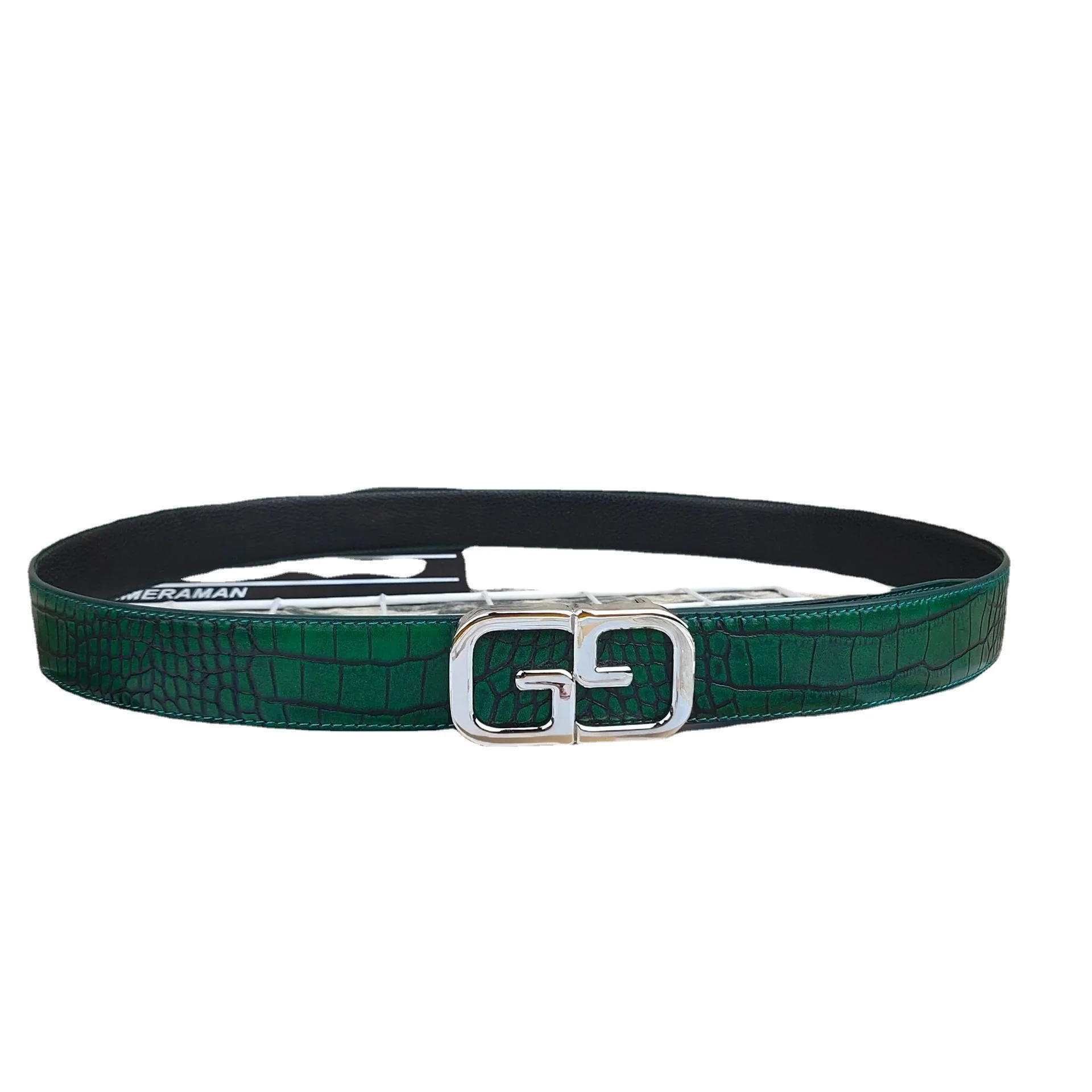

Belt Men's Leather Smooth Buckle Belt Cowhide Mens Crocodile Belt