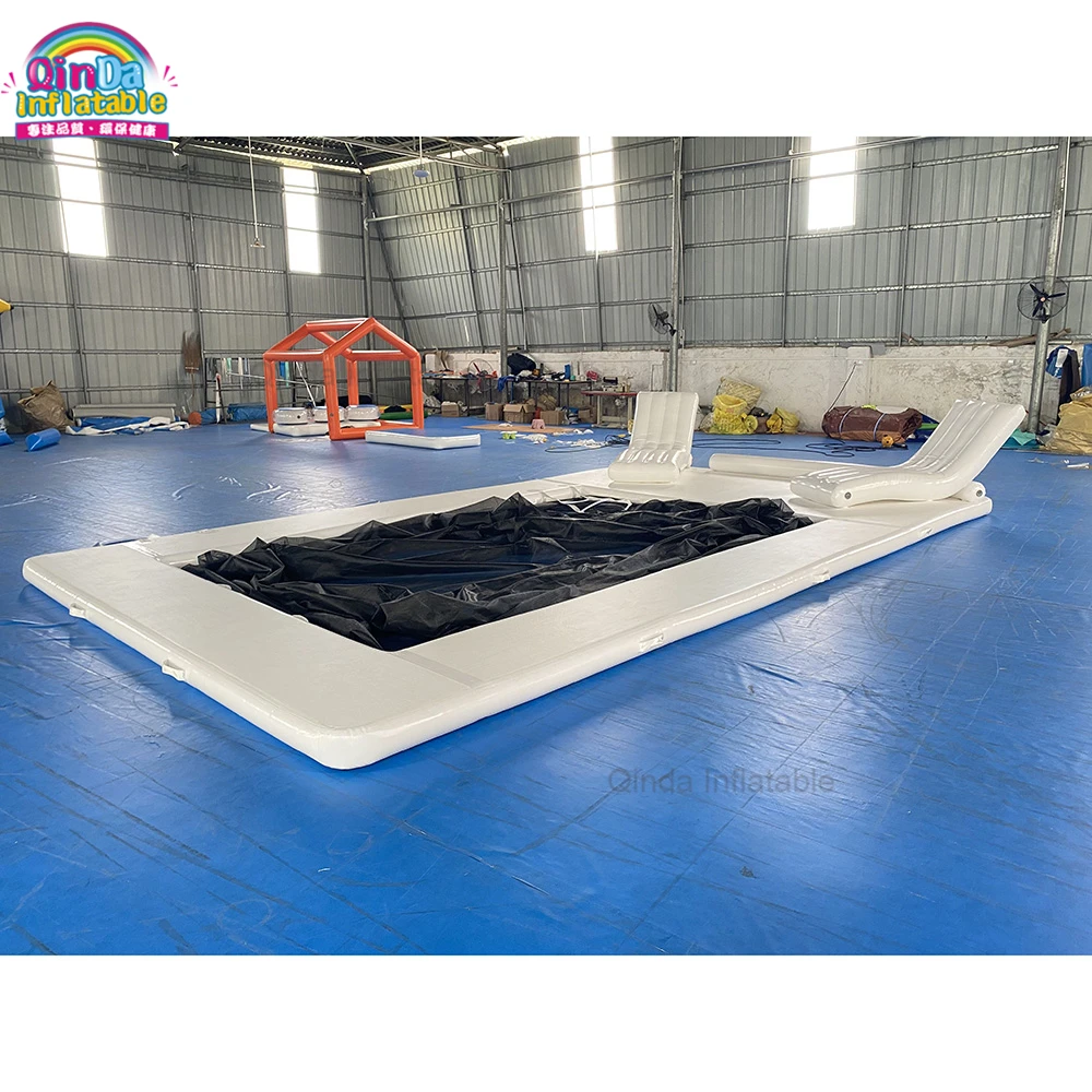 

DWF Inflatable Swimming Pool Pontoon Boat Slide Pool Inflatable Sea Pool For Yacht, As picture or customized