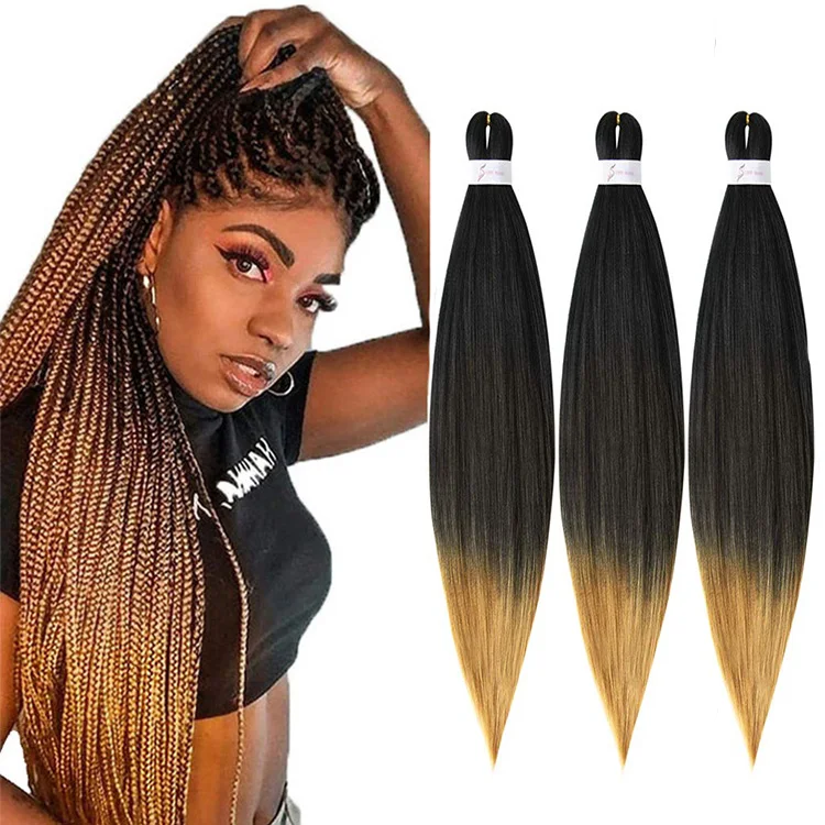 

Pre Stretched Braiding Hair Extensions Ombre Easy Braids Hair Hot Water Setting Itch Free 26inch 90g Synthetic Fiber Braid, Black pink red purple brown green