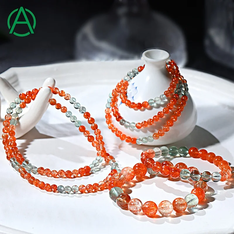 

ArthurGem Genuine Rare Quality Arusha Sunstone Bracelets Natural Healing Crystal Arusha Sunstone Gemstone Bracelet for Women Men