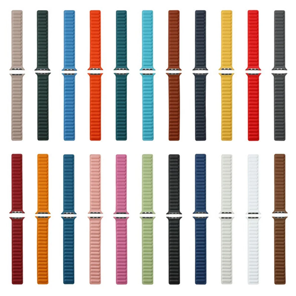 

Magnetic Loop Correas Leather Watch Band Strap For Apple Watch 41mm 45 mm 44mm 40mm 42mm 38mm series 7 6 5 3 SE For iwatch strap, 43 colors