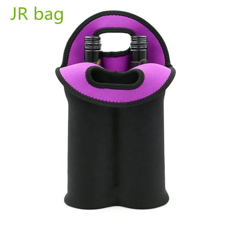 

Dongguan Manufacturer Custom 2-Bottle Neoprene Wine Bottle Tote Bag for Water Bottle, Solid color