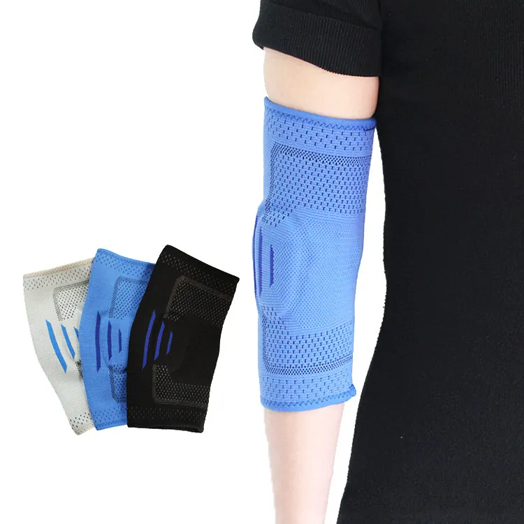 

Elastic Sport Safety Breathable Elbow Pad Arm Sleeve Elbow Brace for Gym Sport Elbow Basketball Volleyball, Black,blue,gray