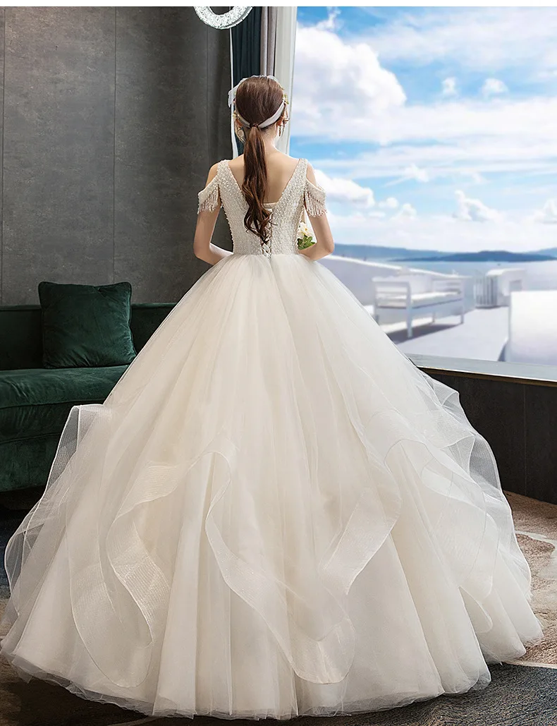 Loose Off Shoulder Open Bust Sexy Wedding Bridal Dress 2019 Crystal Luxury Puffy Ball Gown Wedding Dresses Floor Length