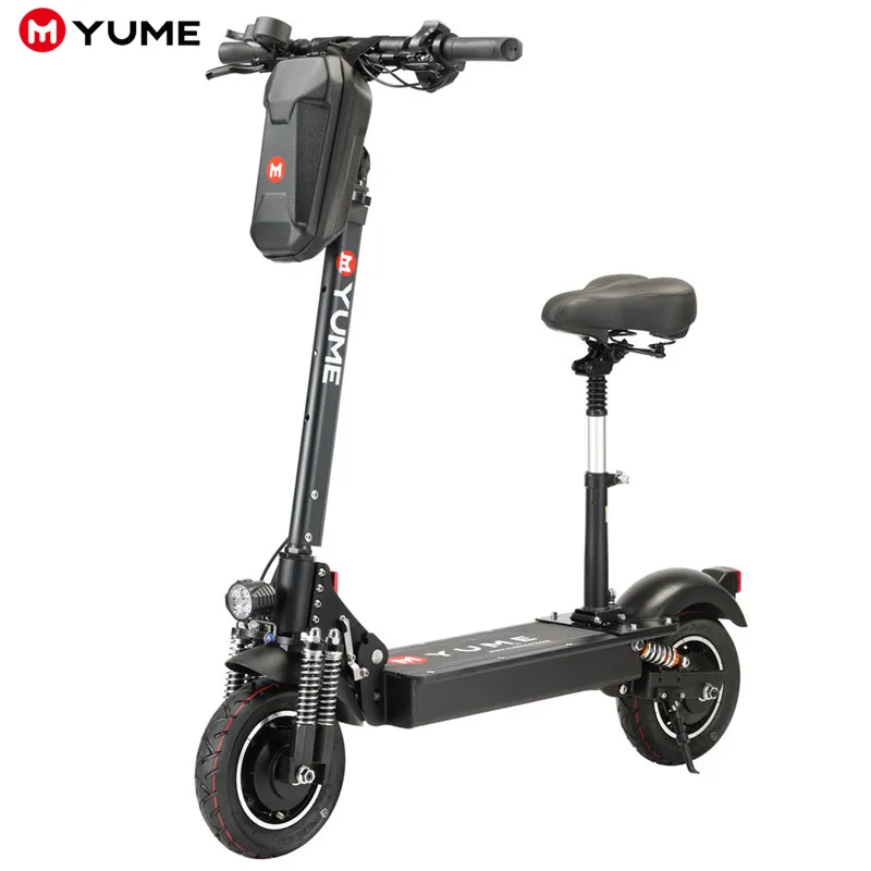 YUME 500w 1200w 2000w powerful 2 wheel electric scooter adult with 10inch wide wheel electric motorcycle scooter, Black