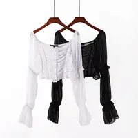 

R40508S fashion long sleeve plain round neck long sleeve women's blouses