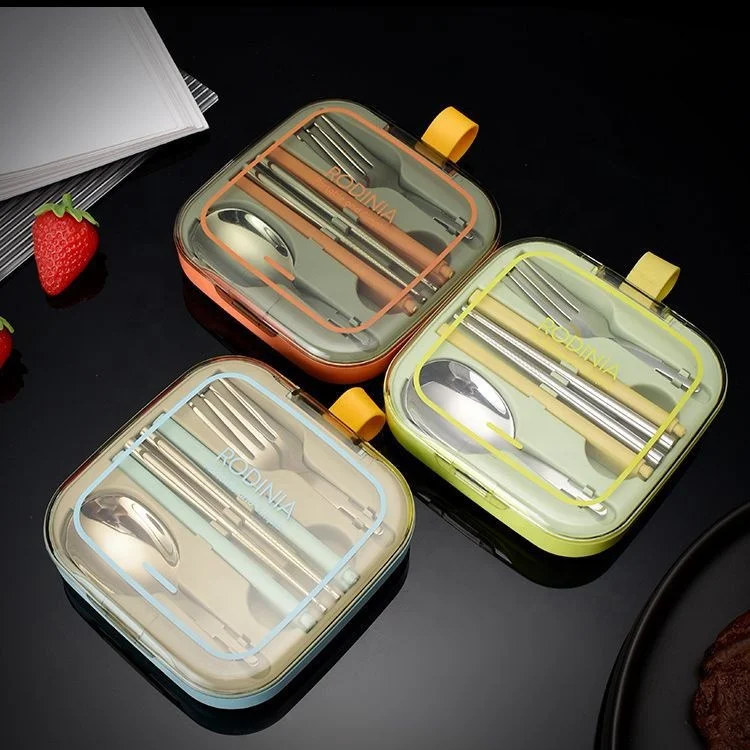 

304 Stainless Steel Detachable Portable Travel Cutlery Set Spoon Fork Chopsticks 3pcs Set with Box