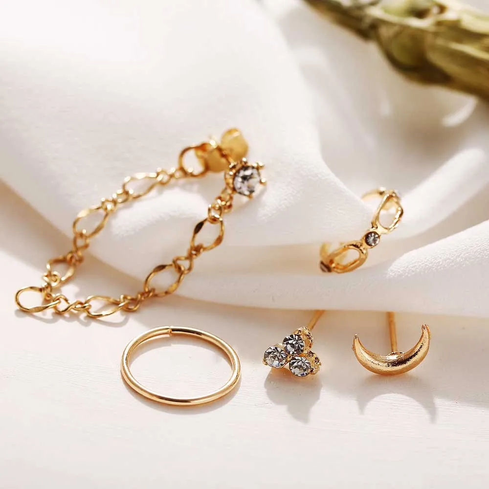 

5pcs/set moon chain earrings women set jewelry