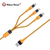SS-X39 Material Aluminum Frame + Knitting 3 in 1 weave Multi Charging Cable Micro USB Type C Mobile Phone Charger Line