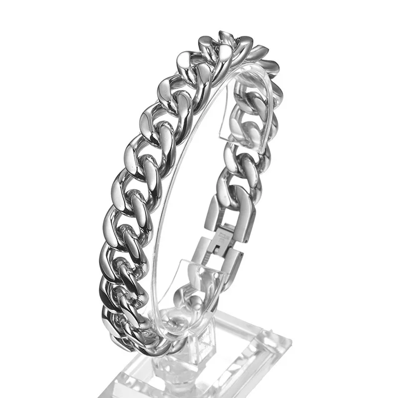 Men's Stainless Steel Jewelry Clasp Bracelet Cuban Link Bracelet