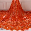 Latest style african lace burnt orange velvet lace fabric sample lace fabric XZ2701B